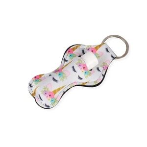 Unicorn Print Lip Balm Chapstick Holder Keychain Bag Charm